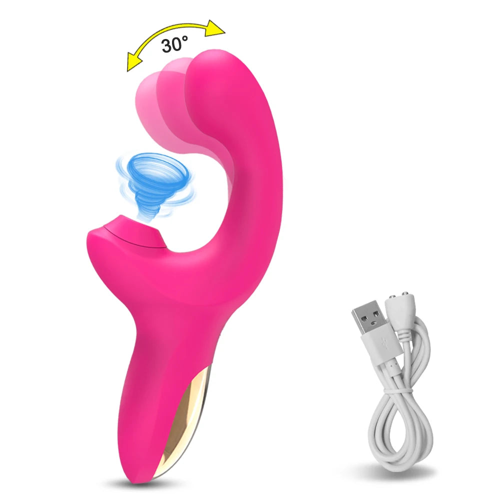 Powerful Dildo Vibrator with Clit Sucker