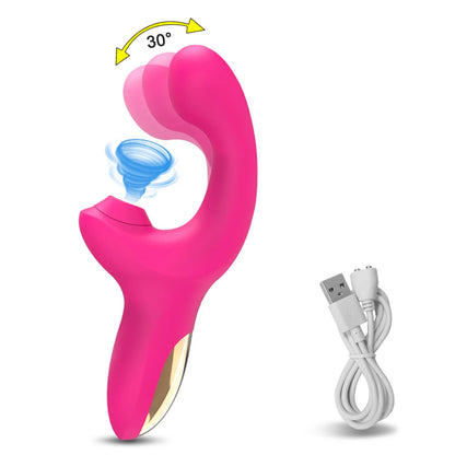 Powerful Dildo Vibrator with Clit Sucker