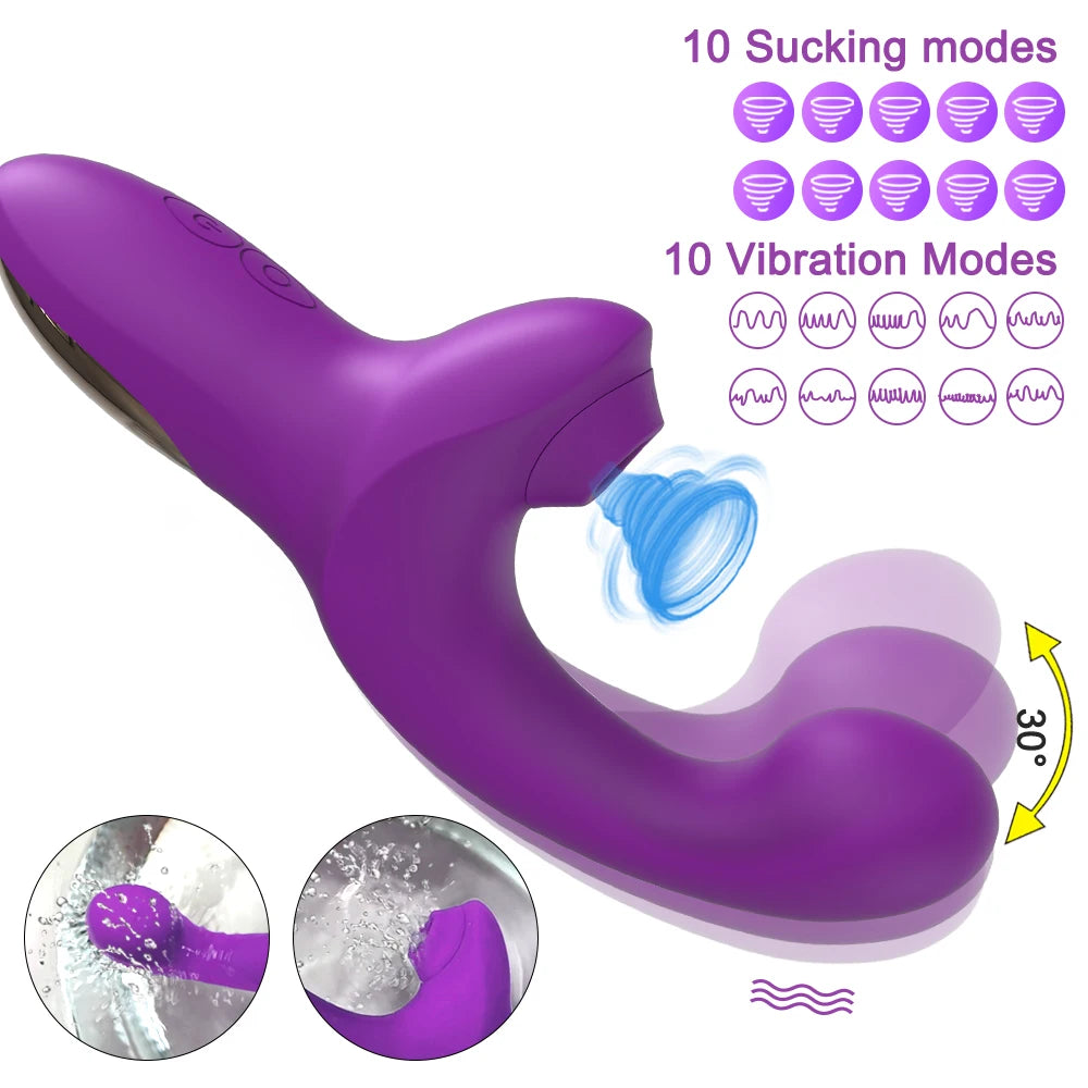 Powerful Dildo Vibrator with Clit Sucker