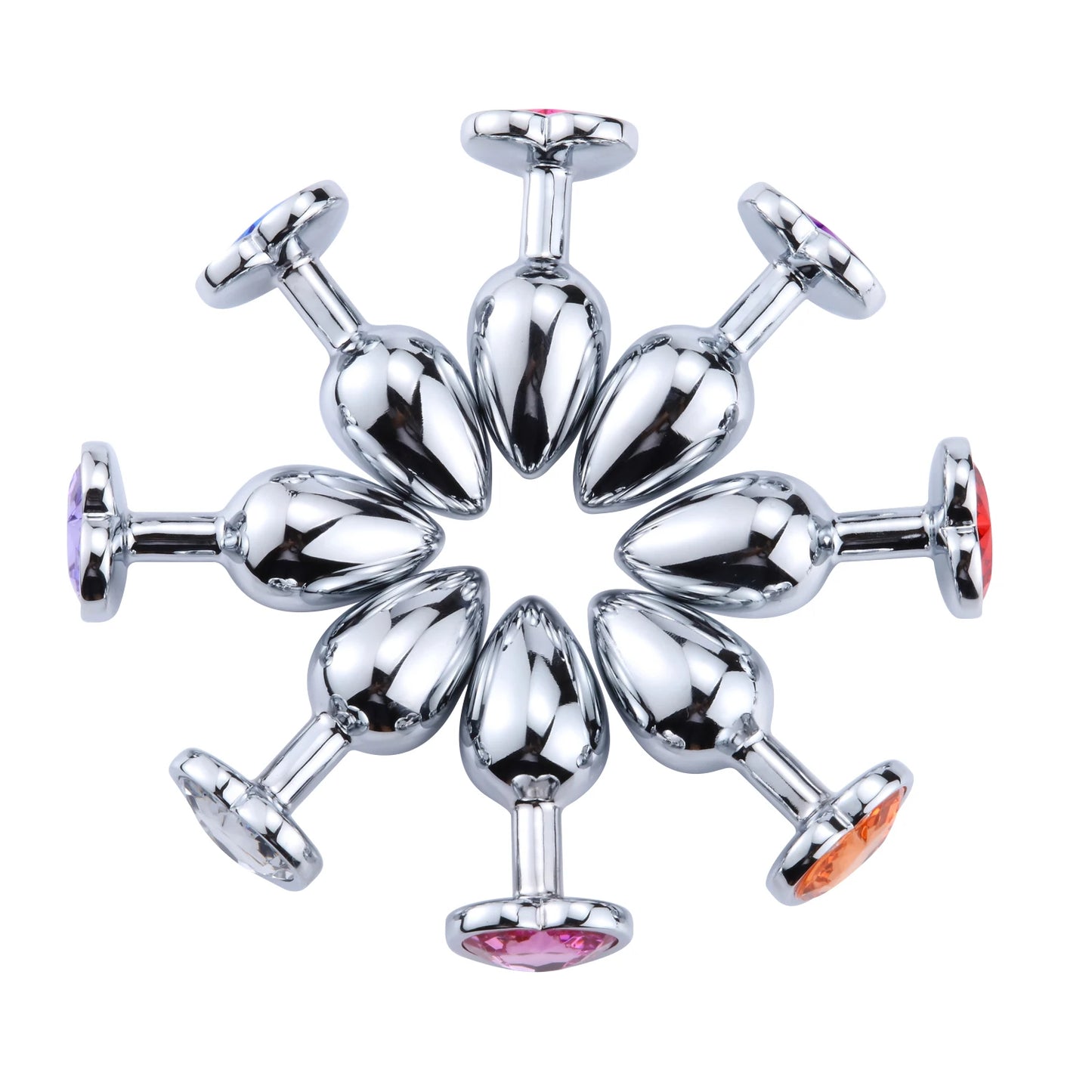 Heart-Shaped Stainless Steel Anal Plug with Crystal, Available in 3 Sizes