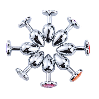 Heart-Shaped Stainless Steel Anal Plug with Crystal, Available in 3 Sizes