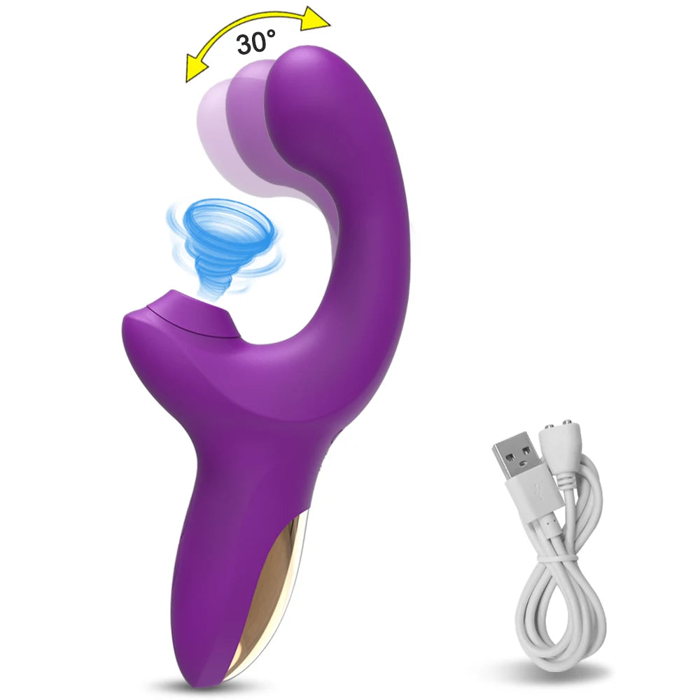 Powerful Dildo Vibrator with Clit Sucker